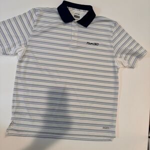 RBX Medium polo blue yellow striped short sleeves